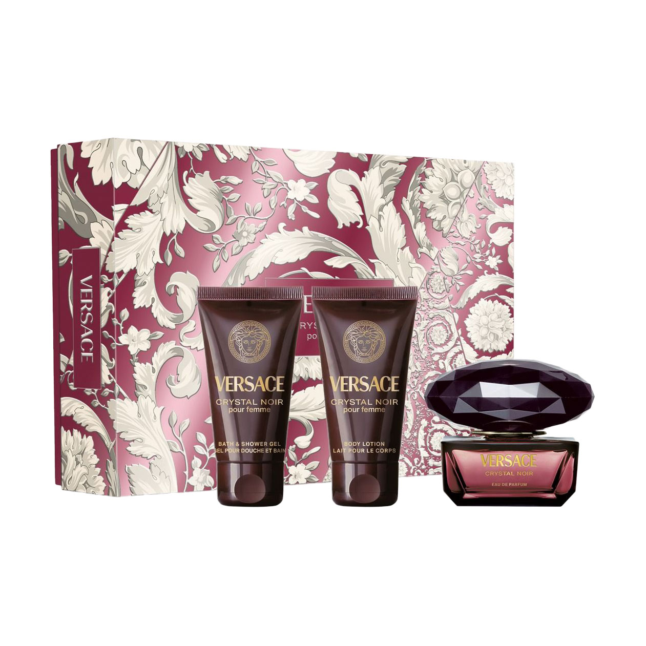 Парфумований набір жіночий Versace Crystal Noir Set (парфумована вода, 50 мл + лосьйон для тіла, 50 мл + гель для душу, 50 мл)